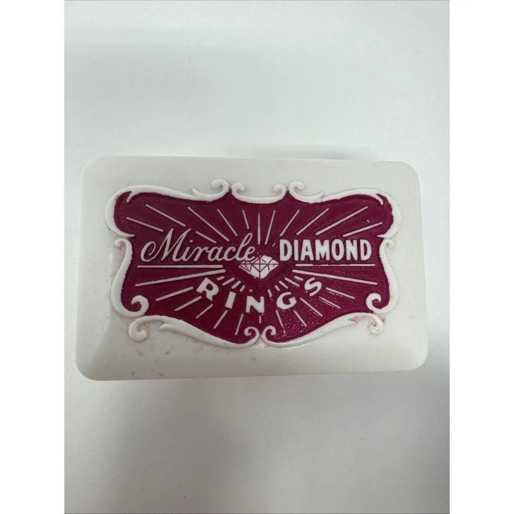 Vintage Celluloid Rectangle Ring Presentation Box Miracle Diamond White Red NYC